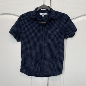 PD&C Men's Navy Short-Sleeve Button-Down Shirt with Micro Geo Print